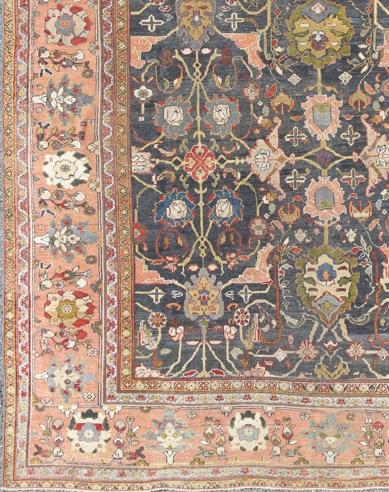 Erstaunlich großer antiker persischer Sultanabad-Teppich mit Allover-Muster in Tealgrün. Erstaunlich großer antiker persischer Sultanabad-Teppich mit Allover-Muster in Tealgrün. Großer antiker persischer Sultanabad-Teppich mit Allover-Muster