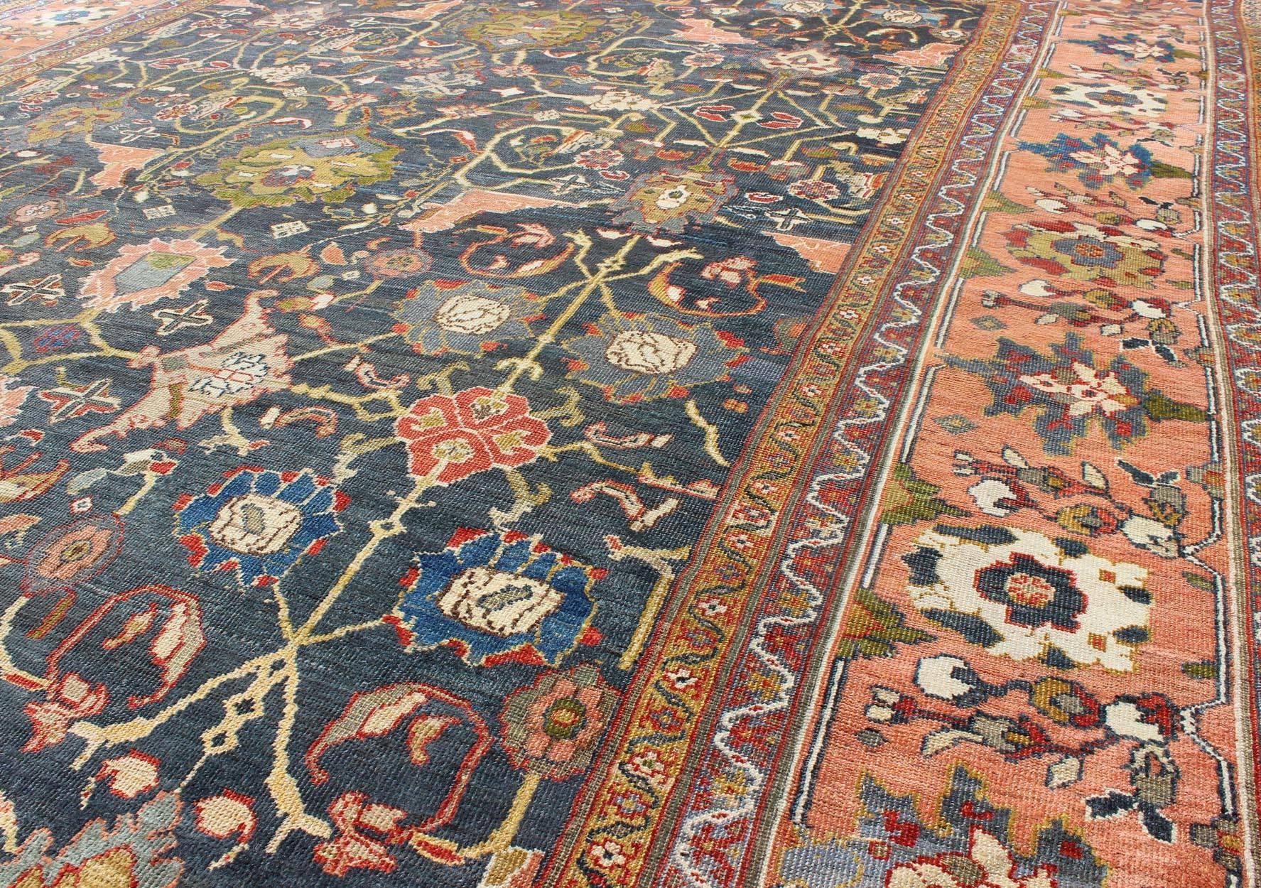 Erstaunlicher großer antiker persischer Sultanabad-Teppich in Tealgrün mit All-Over-Design im Zustand „Hervorragend“ in Atlanta, GA