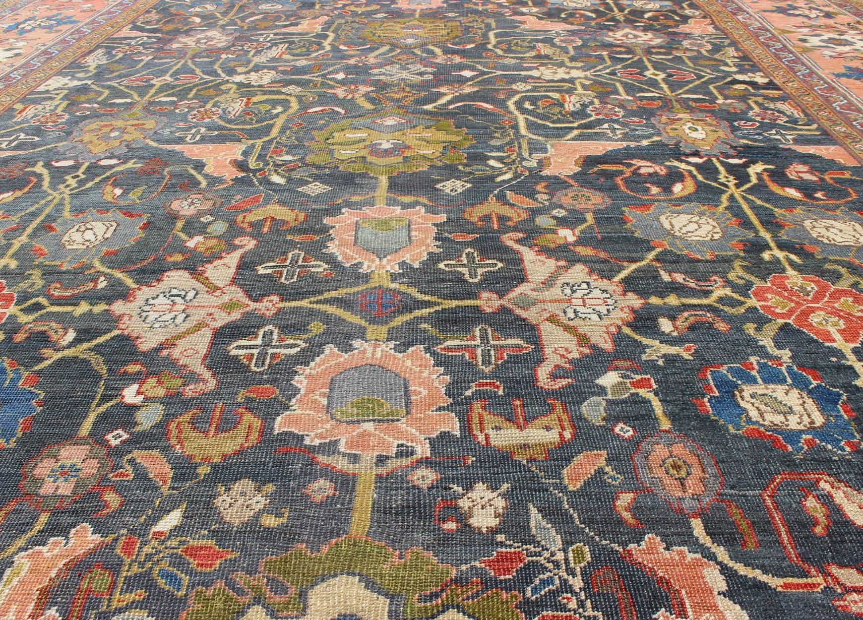 Erstaunlicher großer antiker persischer Sultanabad-Teppich in Tealgrün mit All-Over-Design (Frühes 20. Jahrhundert)