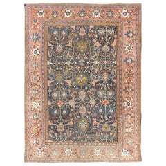 Amazing Large Antique Persian Sultanabad Rug with All-Over Design in Teal Green