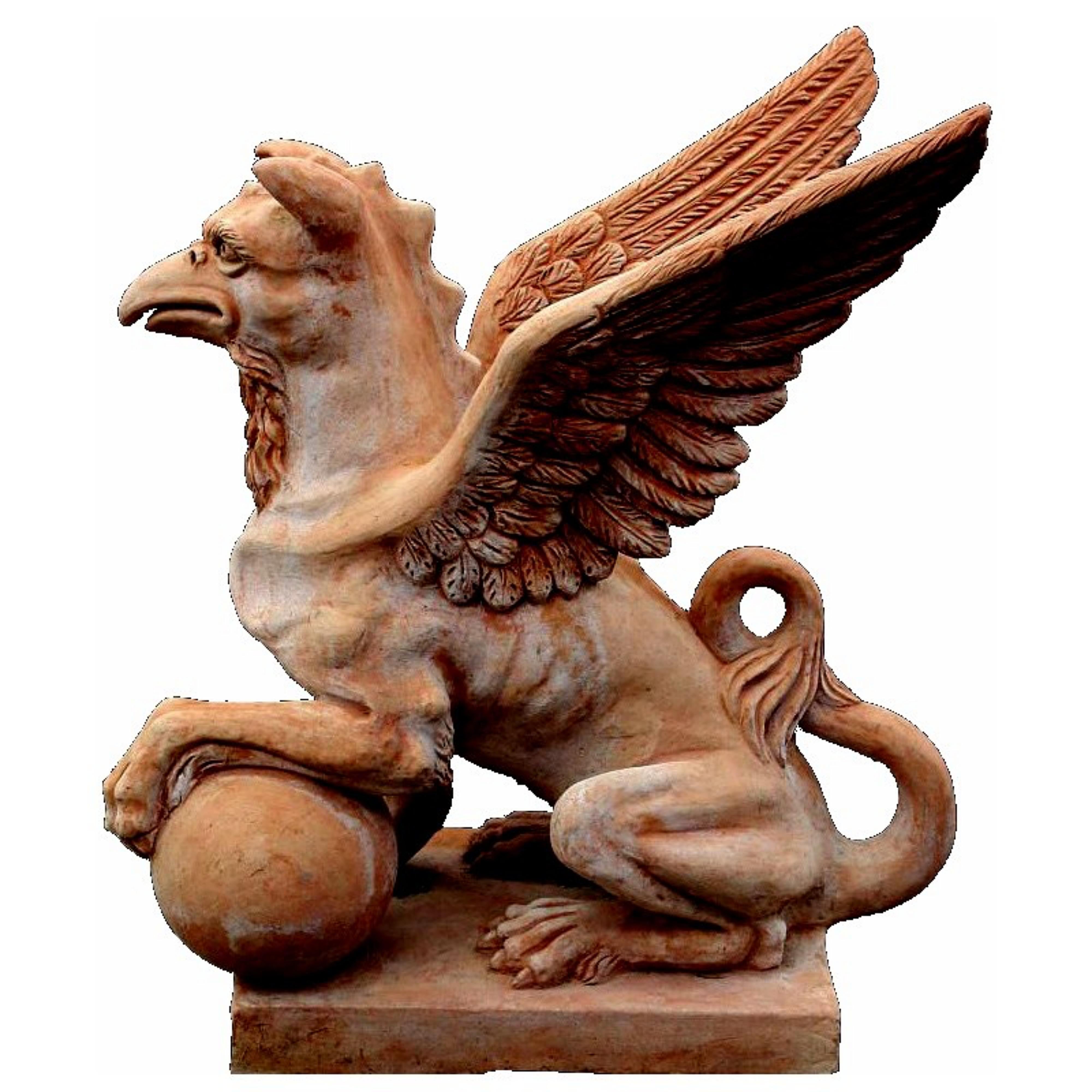 Baroque Magnifique grand et magnifique grenouillère deERRACOTTA GRIFFINS 20ème siècle en vente