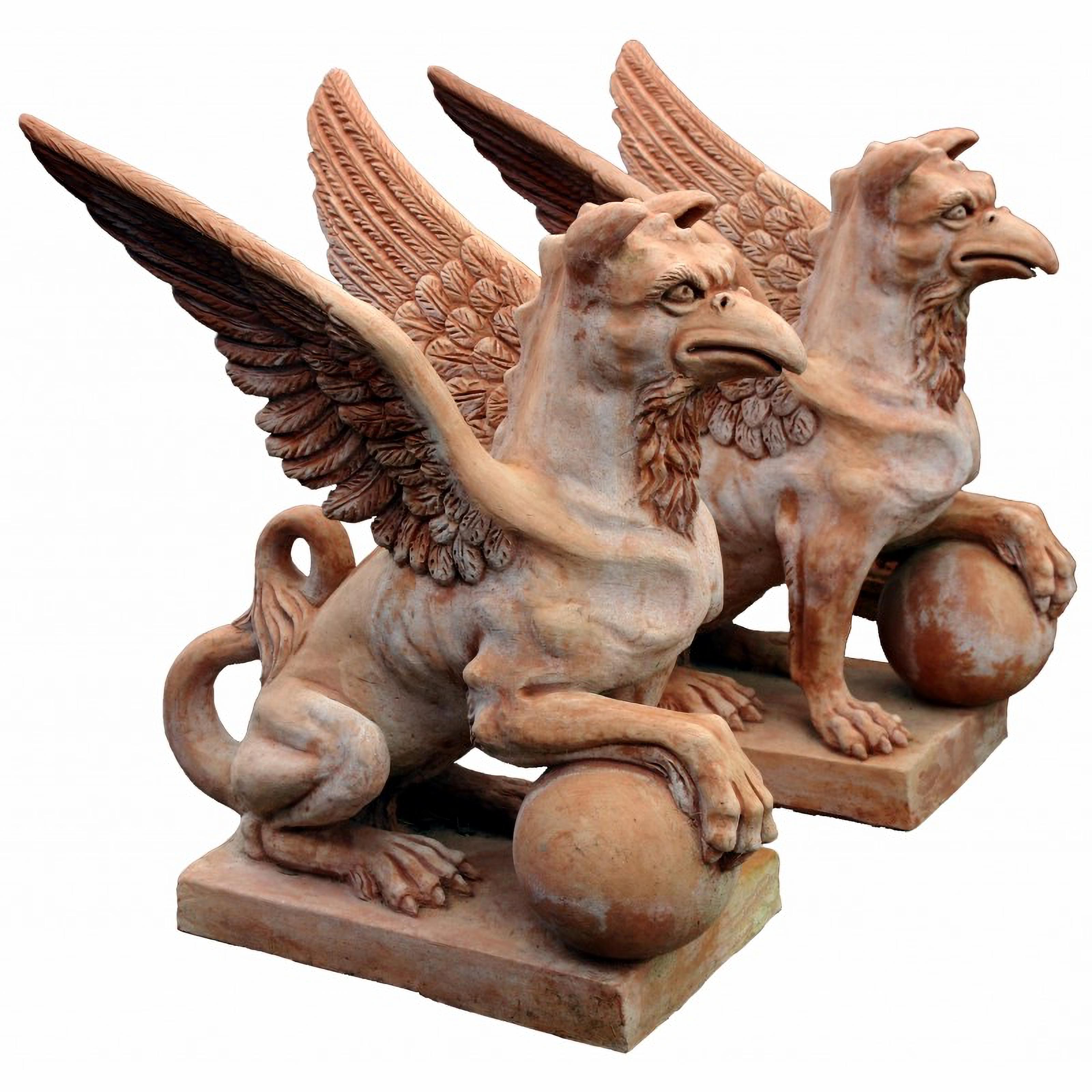 Fait main Magnifique grand et magnifique grenouillère deERRACOTTA GRIFFINS 20ème siècle en vente