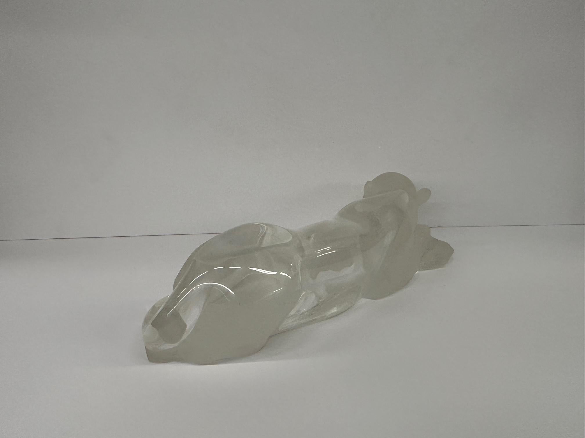 Amazing Large Frosted & Clear Lucite Panther Tabletop Sculpture 5