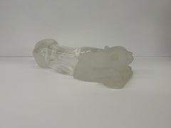 Amazing Large Frosted & Clear Lucite Panther Tabletop Sculpture