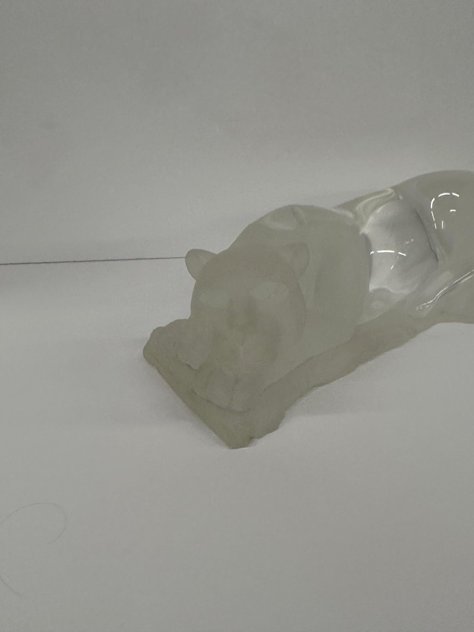 Modern Amazing Large Frosted & Clear Lucite Panther Tabletop Sculpture
