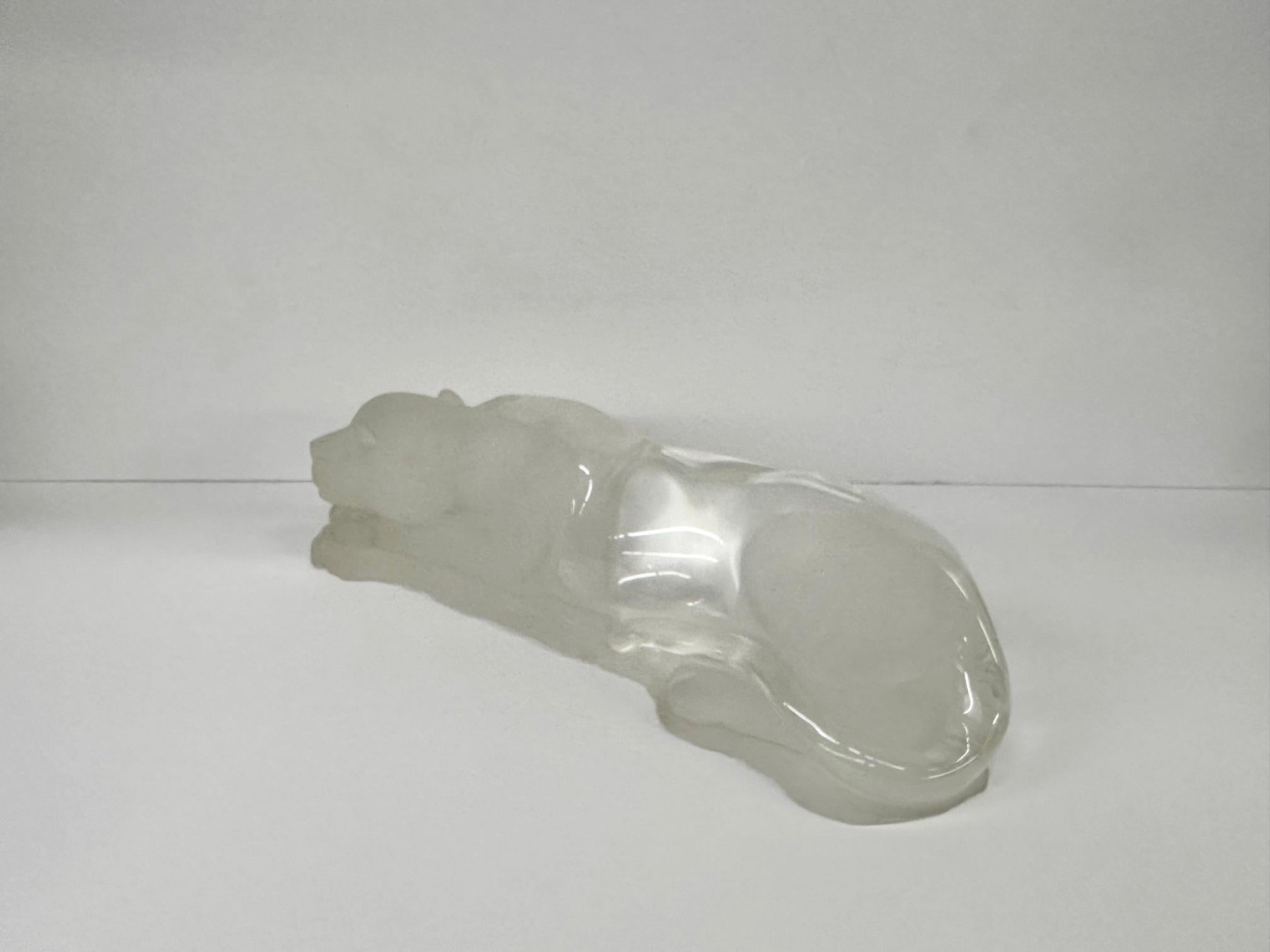 Amazing Large Frosted & Clear Lucite Panther Tabletop Sculpture 1