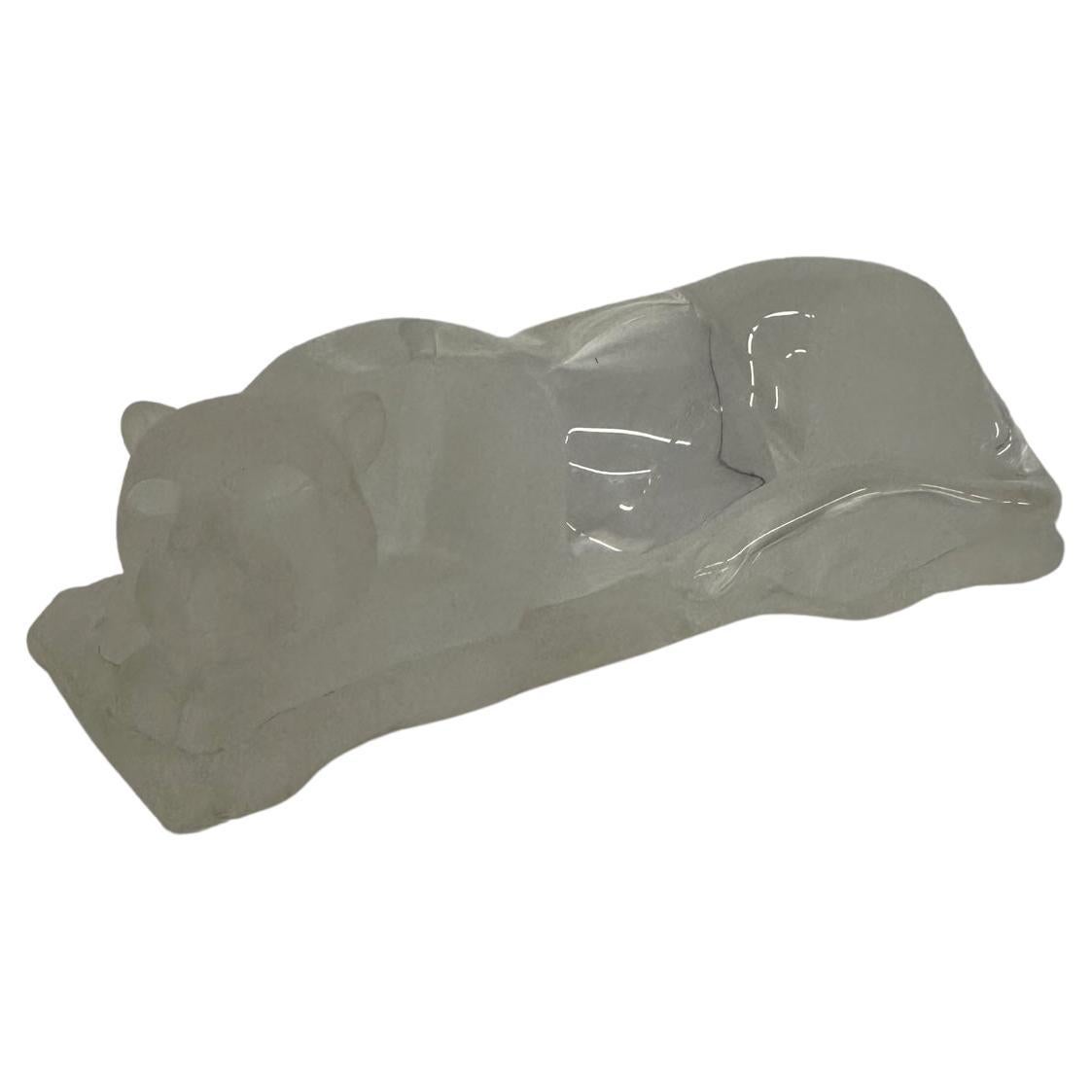 Amazing Large Frosted & Clear Lucite Panther Tabletop Sculpture