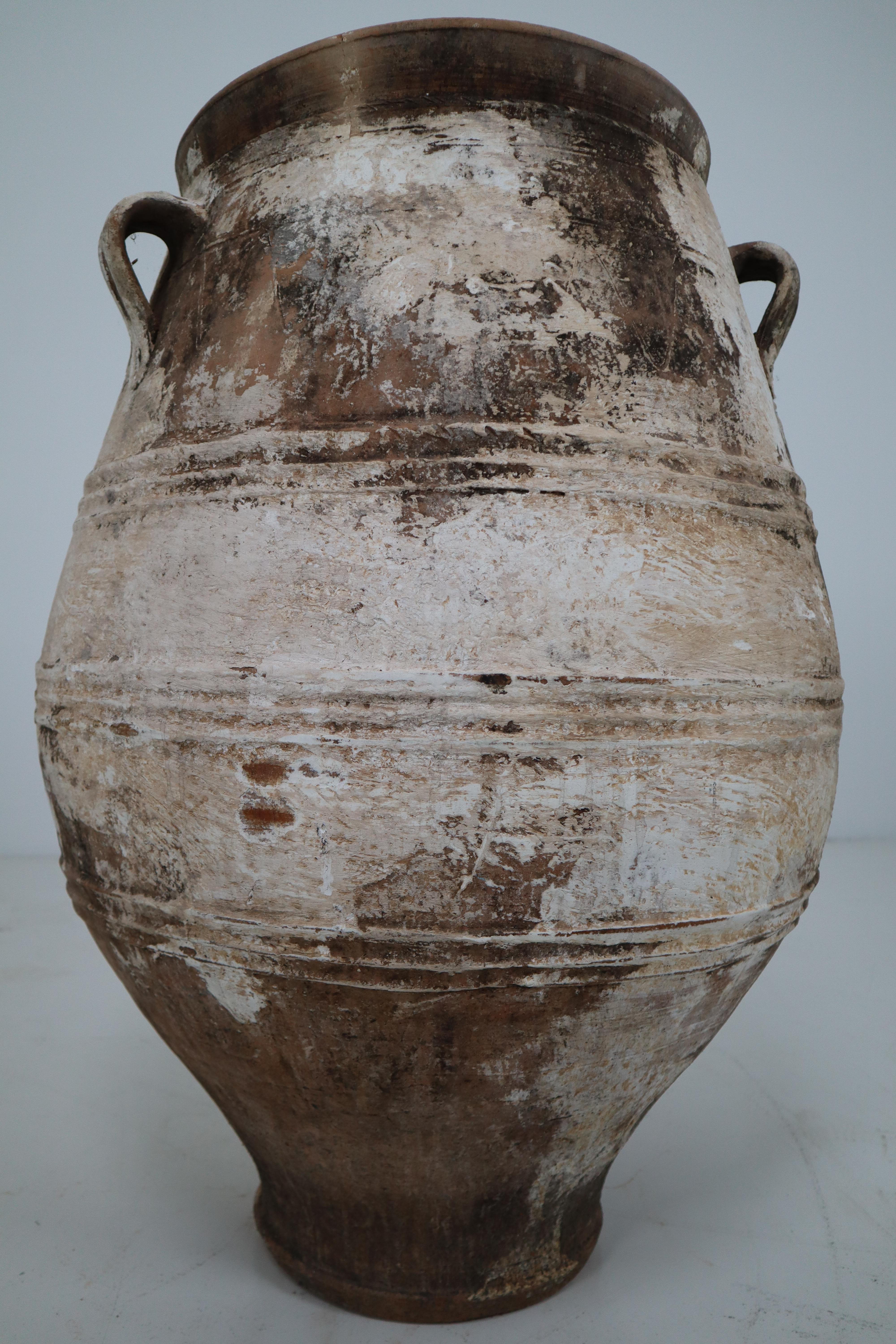 French Provincial Amazing Large Greek Patinated Terracotta Jar from the Early 20th Century