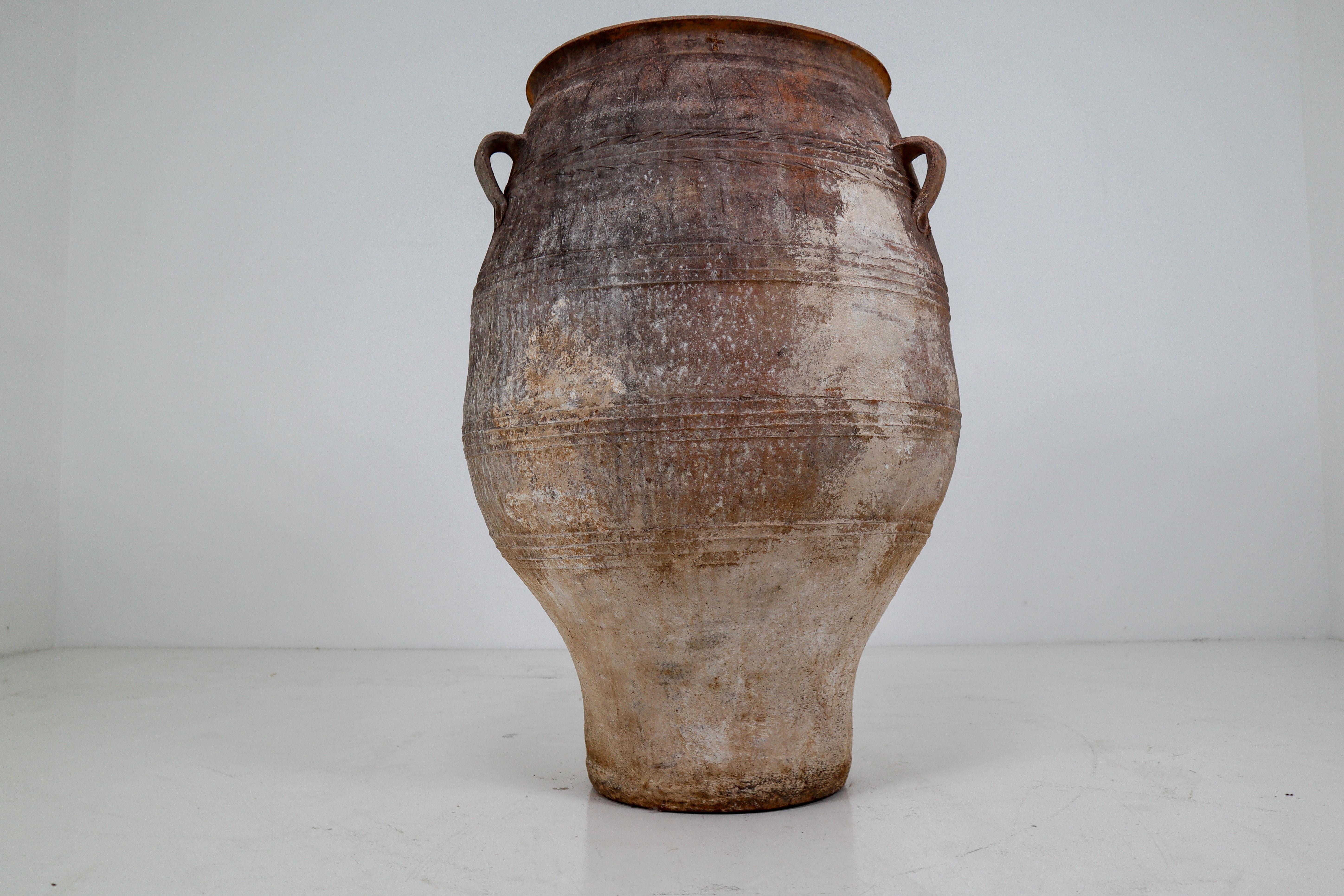 Amazing Large Greek Patinated Terracotta Jar from the Early 20th Century 4