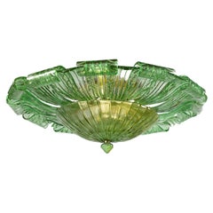 Amazing Large Green Murano Glass Leave Ceiling Light or Chandelier