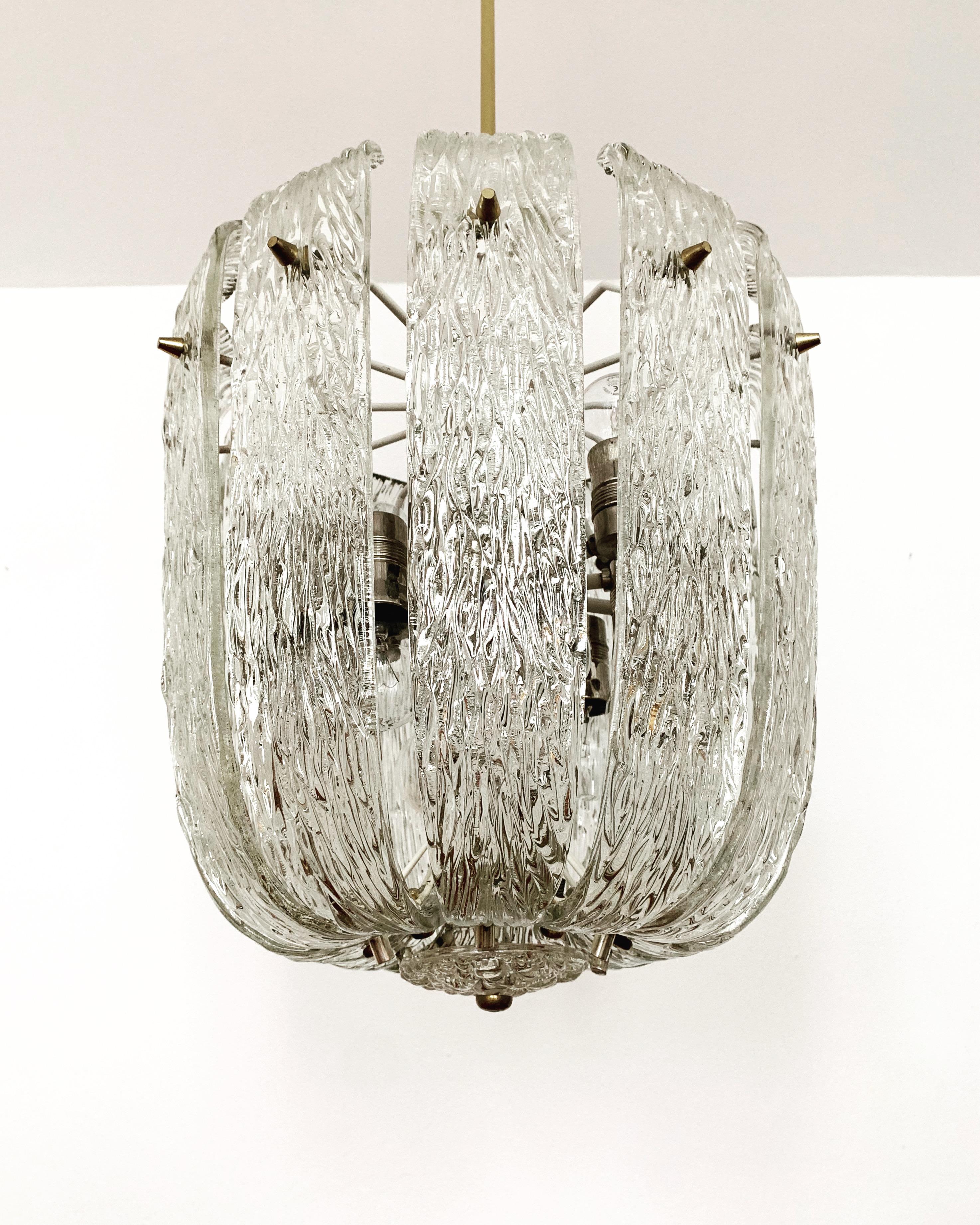 Magnifique grand lustre en verre de glace de J.T. Kalmar Bon état - En vente à München, DE