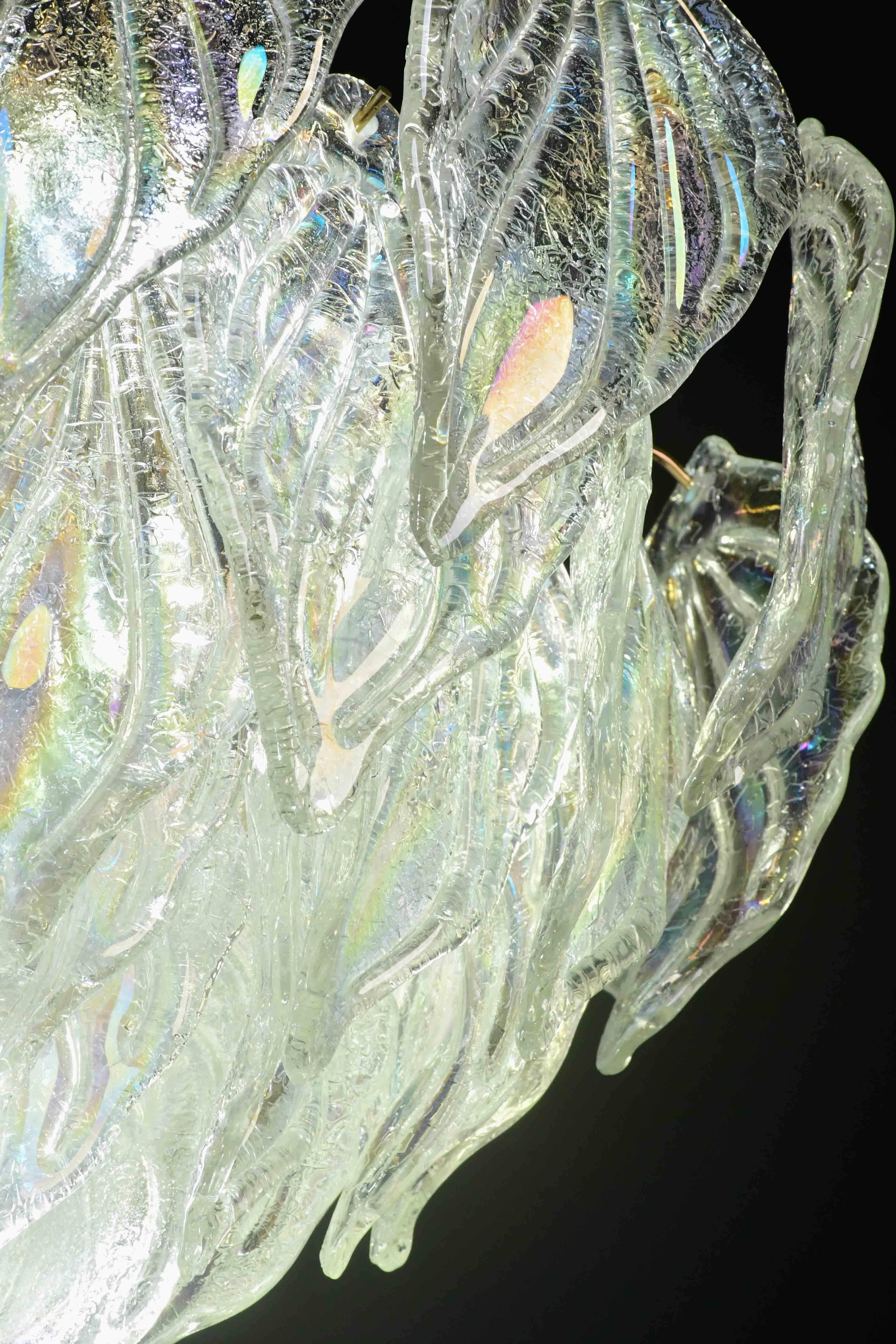 Incredibile lampadario a foglie arcobaleno in vetro di Murano di grandi dimensioni in vendita 6