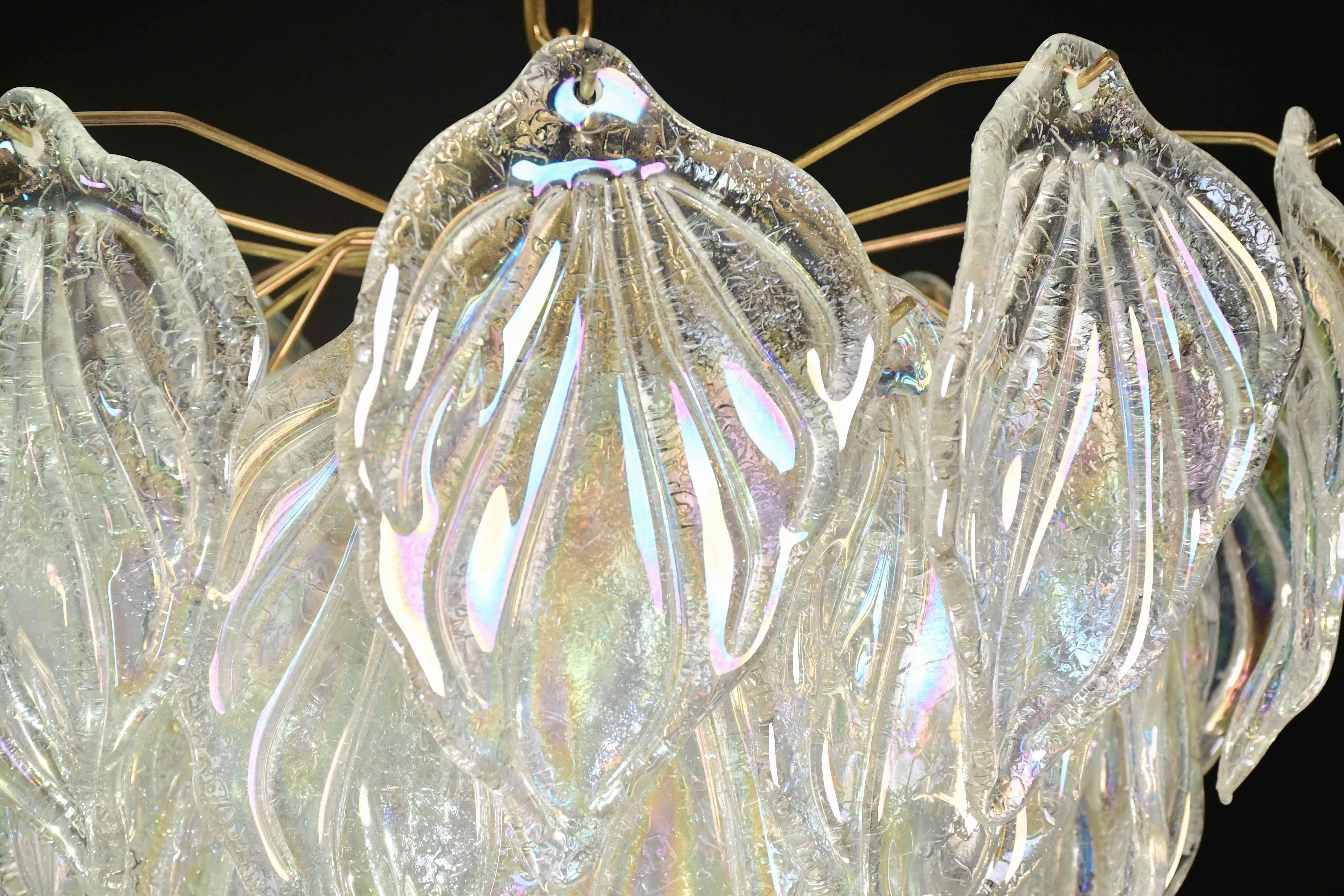 Incredibile lampadario a foglie arcobaleno in vetro di Murano di grandi dimensioni in vendita 7