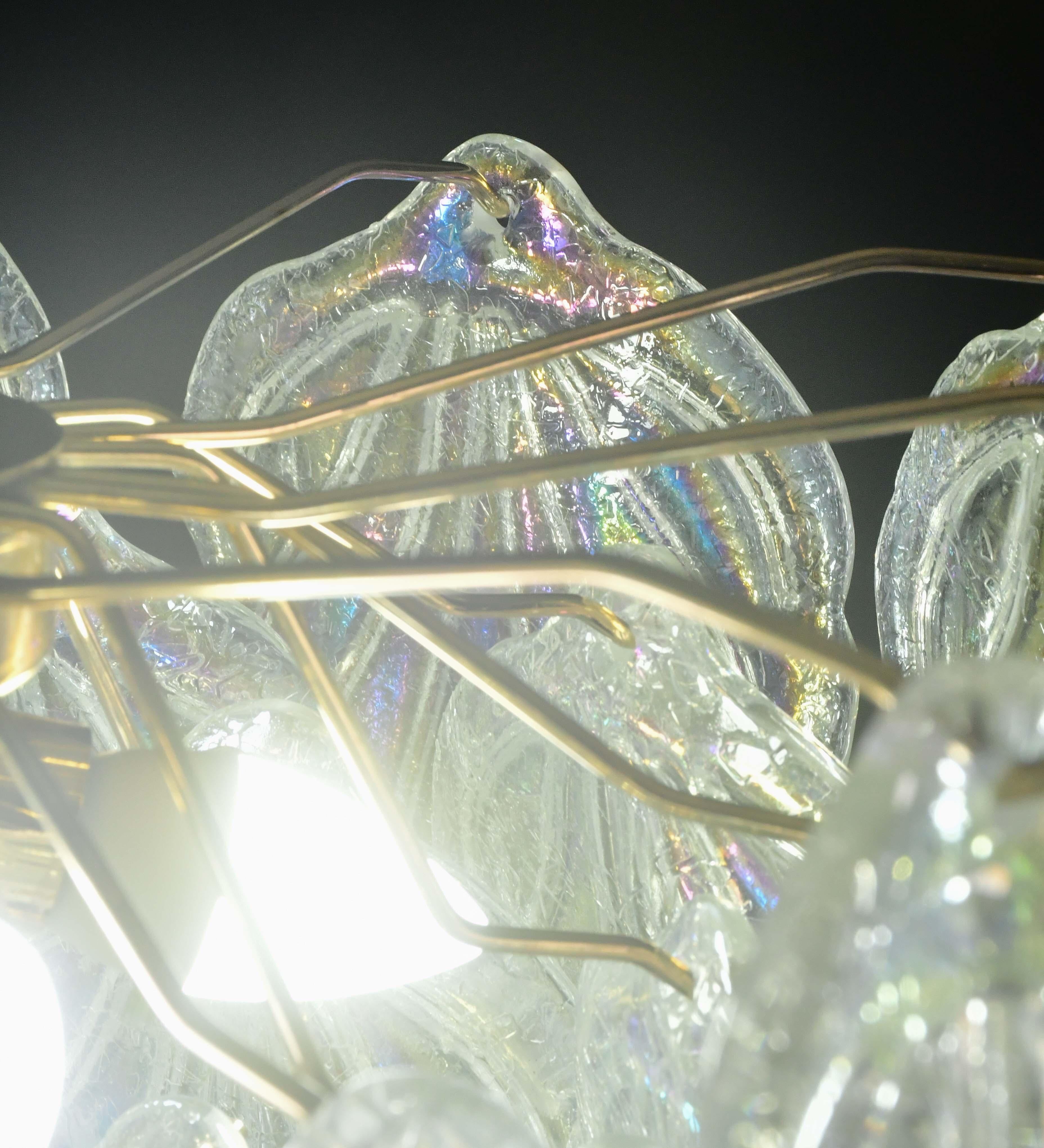 Incredibile lampadario a foglie arcobaleno in vetro di Murano di grandi dimensioni in vendita 1