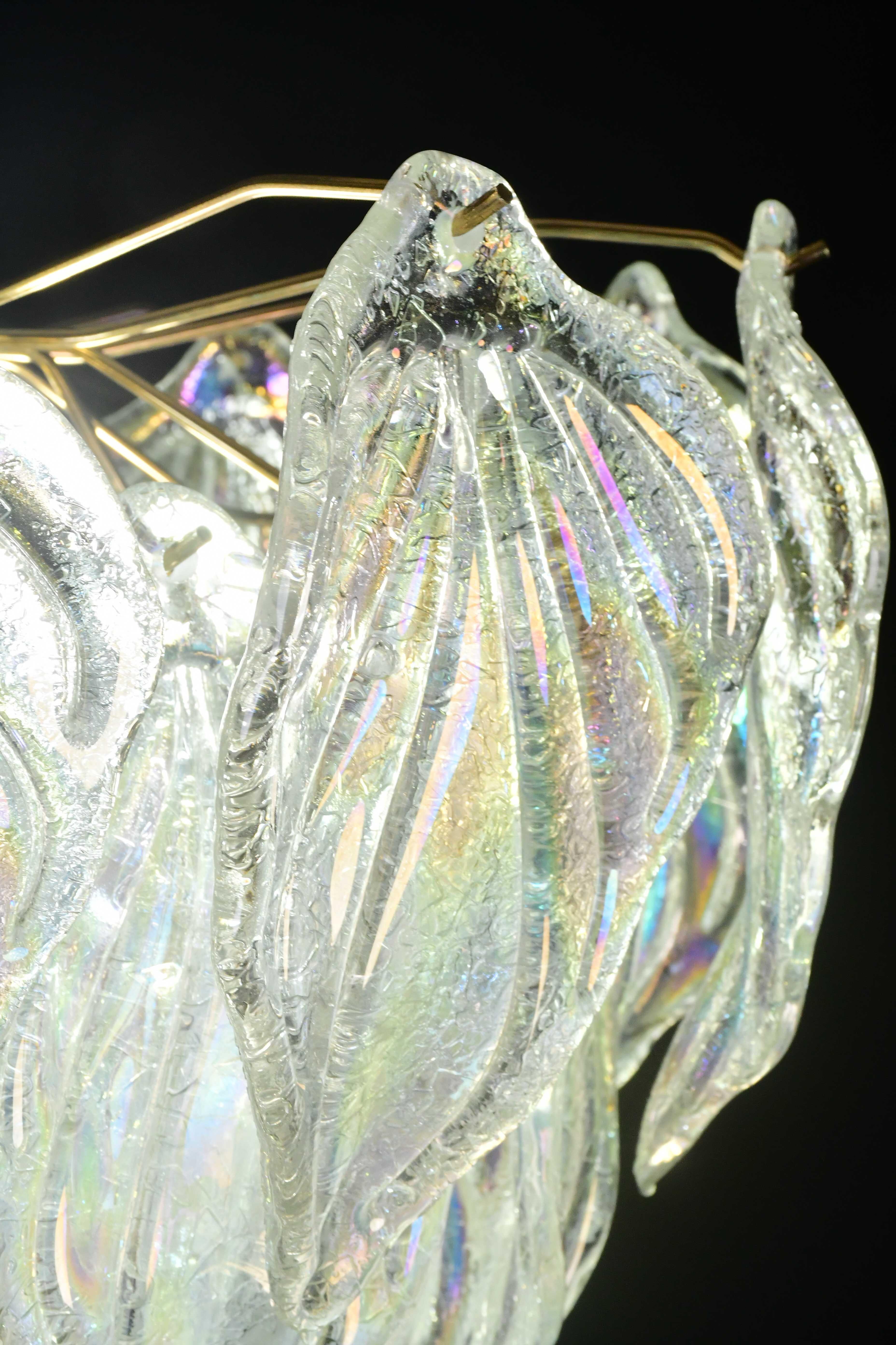 Incredibile lampadario a foglie arcobaleno in vetro di Murano di grandi dimensioni in vendita 4