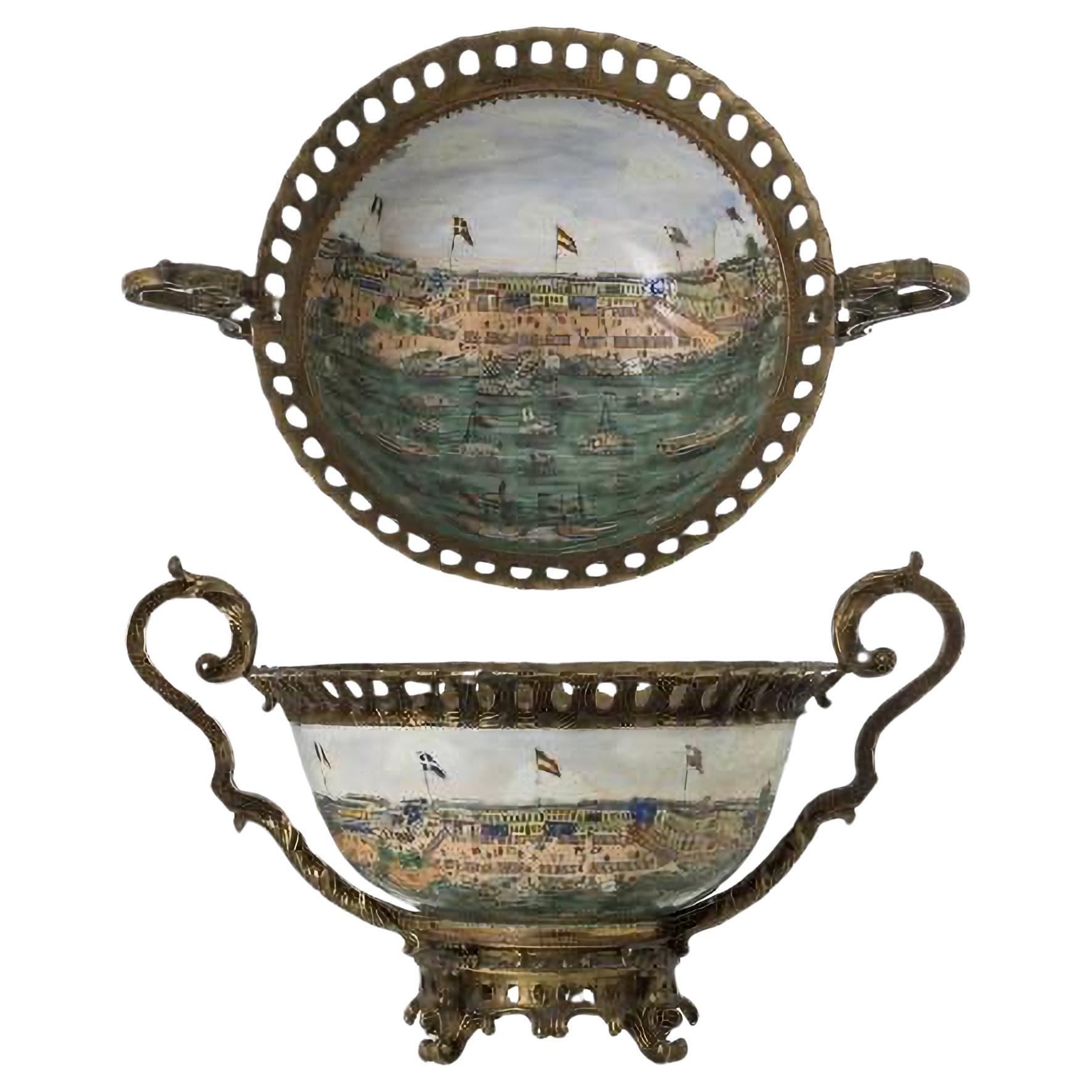 Superbe BOWL DE BOUCLES DE PUNCH  Dans la porcelaine chinoise du 19ème siècle en vente