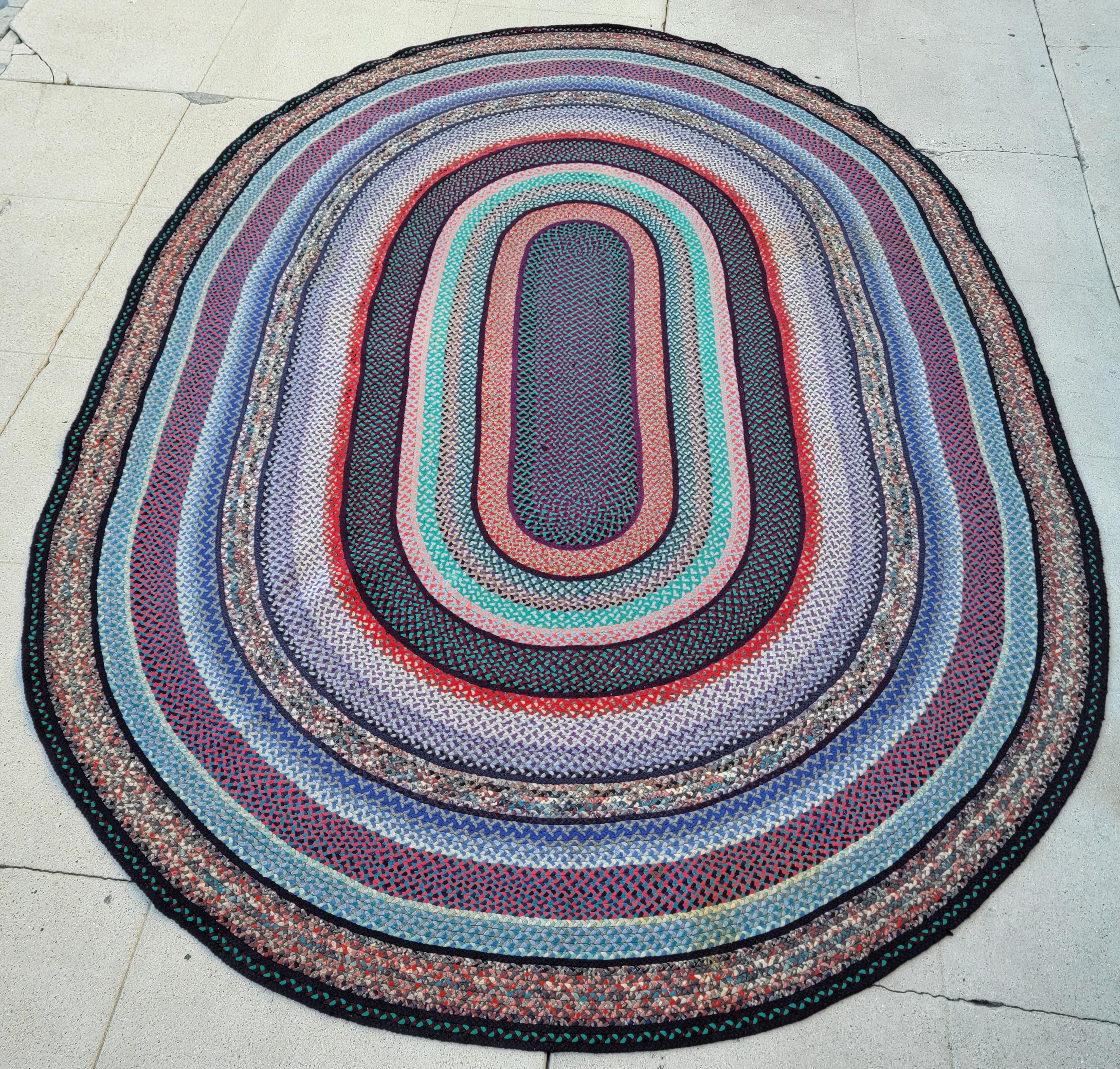 Hand-Crafted Amazing Large Room Size Braided Rug For Sale