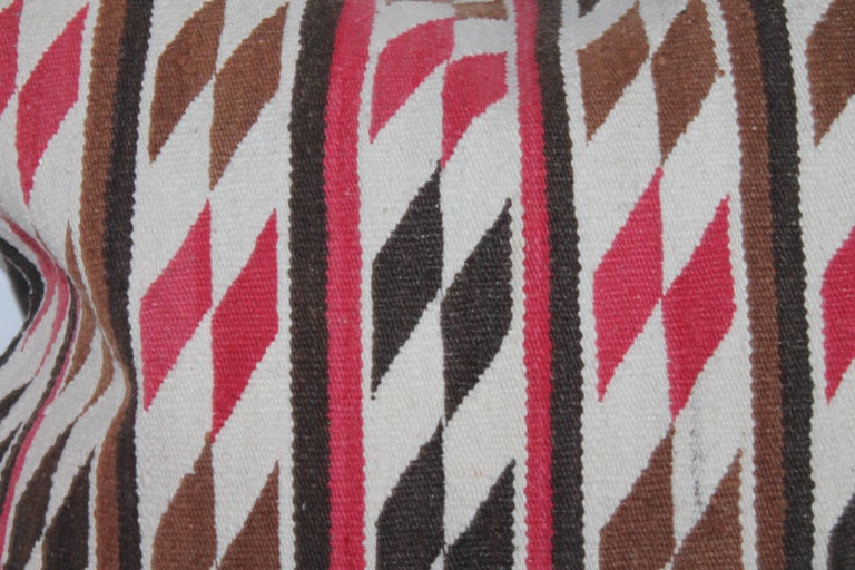 Adirondack Amazing Large Saddle Blanket / Navajo Indian Weaving Pillow For Sale