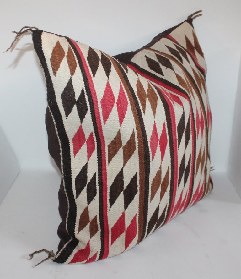 Amazing Large Saddle Blanket / Navajo Indian Weaving Pillow In Good Condition For Sale In Los Angeles, CA