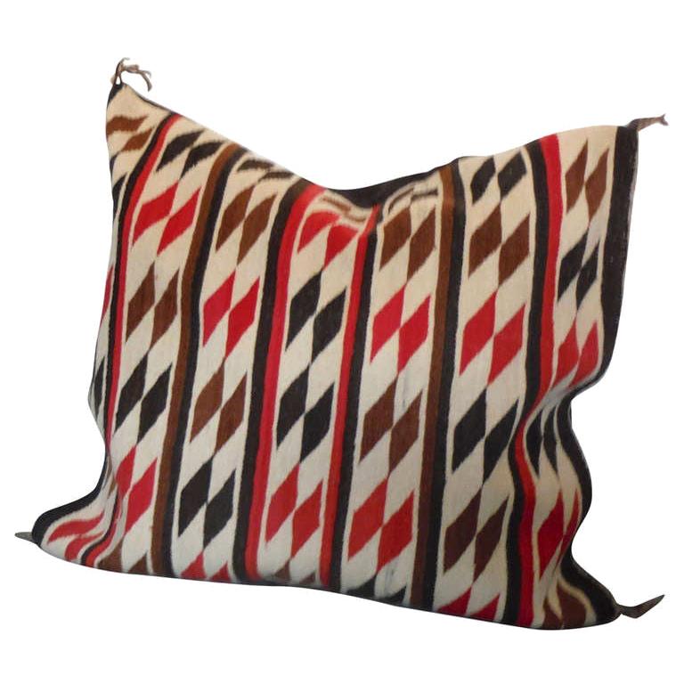 Amazing Large Saddle Blanket / Navajo Indian Weaving Pillow For Sale
