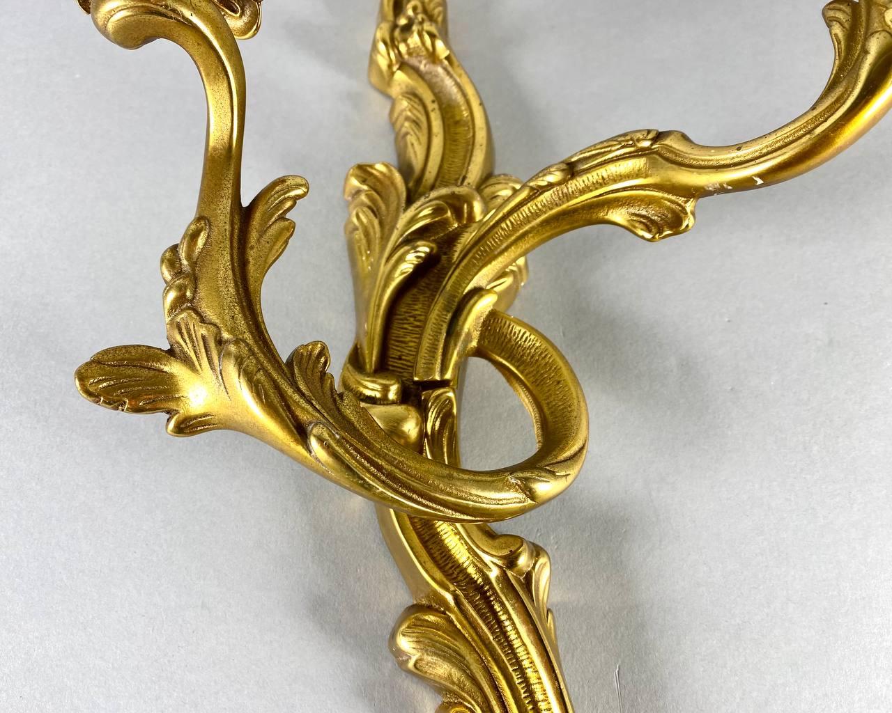 Rococo Amazing Large Wall Sconce in Gilt Bronze Vintage Wall Sconce, 20th Century For Sale