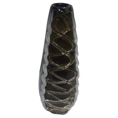 Amazing, Late 20th Century Iridescent Black Murano Glass Vase, Italy 1980