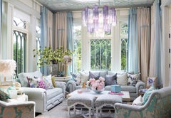 Amazing Lavender and Clear Tronchi Murano Glass Chandelier