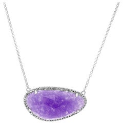 Amazing Lavender Jade Diamond White Gold Necklace