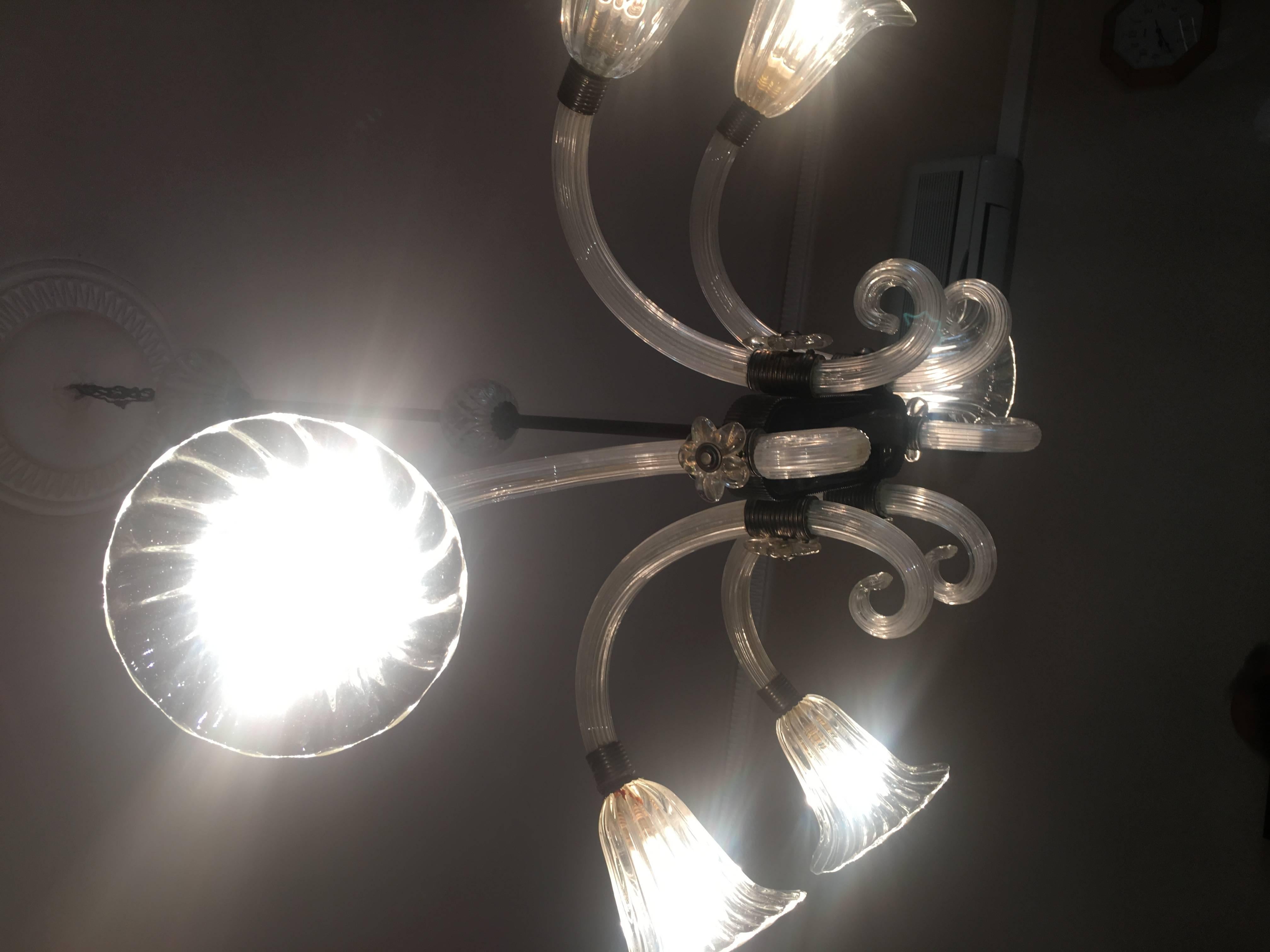 Amazing Liberty Chandelier by Ercole Barovier, Murano, 1940s For Sale 12