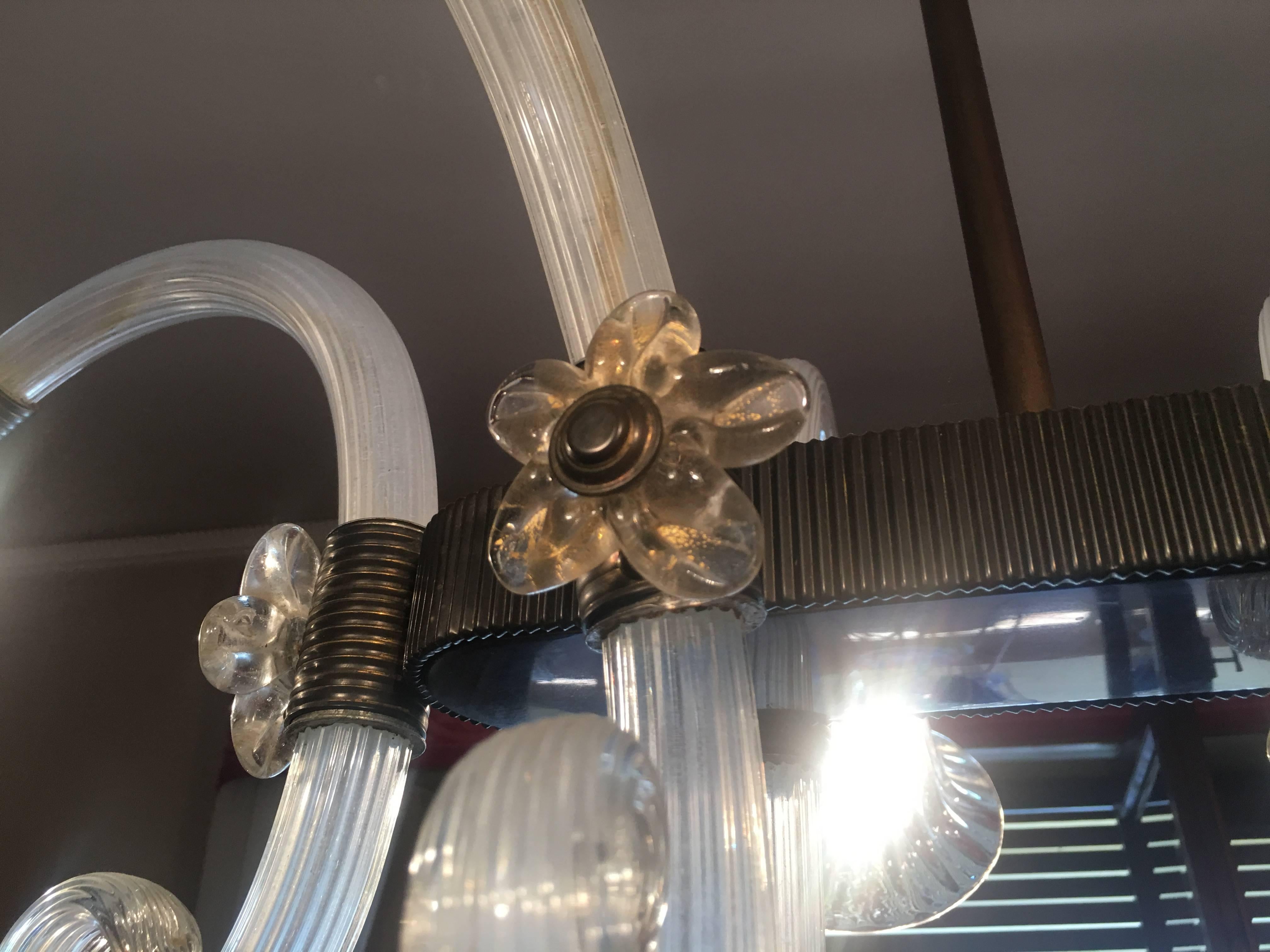 Amazing Liberty Chandelier by Ercole Barovier, Murano, 1940s For Sale 2