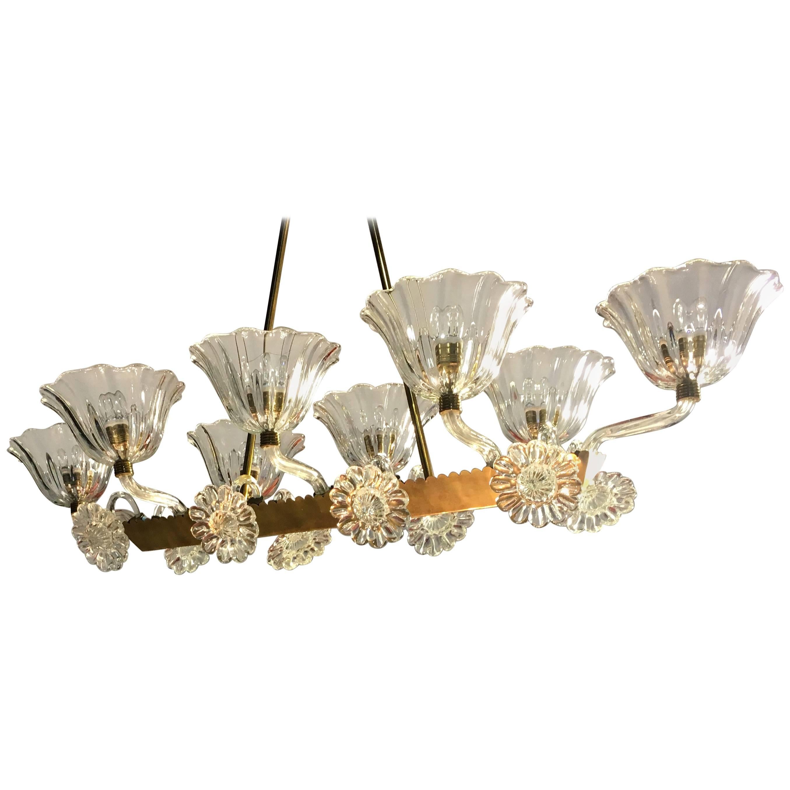 Amazing Liberty Chandelier by Ercole Barovier, Murano, 1940s
