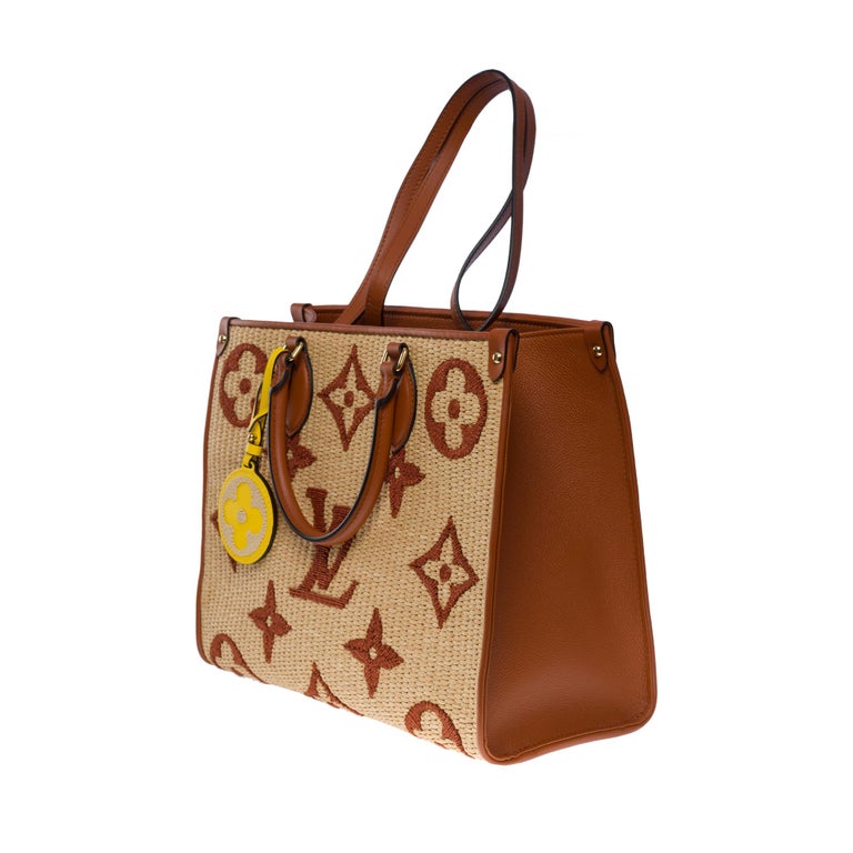 Amazing limited edition Louis Vuitton Raffia Onthego MM Tote shoulder bag,  GHW For Sale at 1stDibs