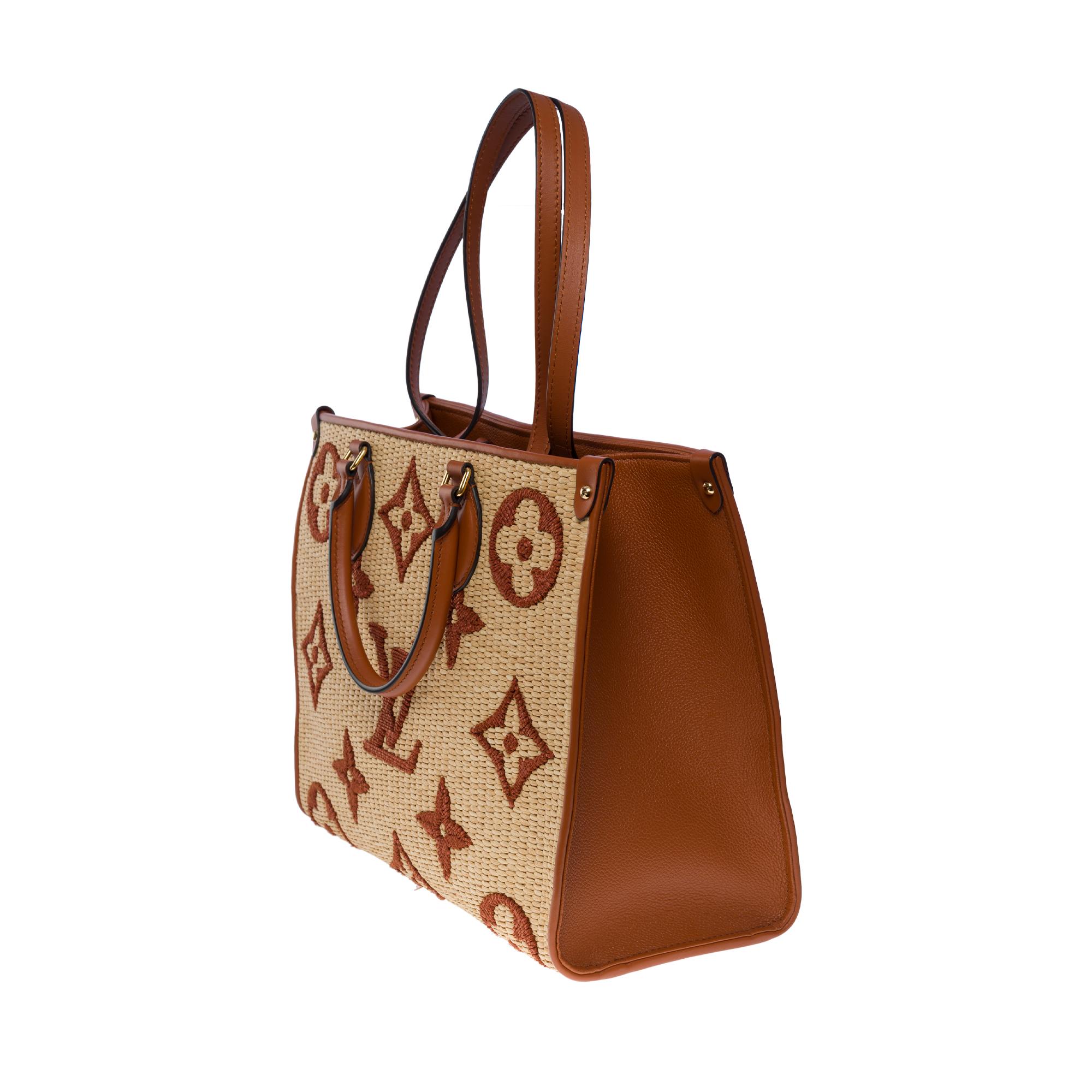 Magnifique sac fourre-tout Louis Vuitton Onthego MM en raphia, édition limitée Pour femmes en vente