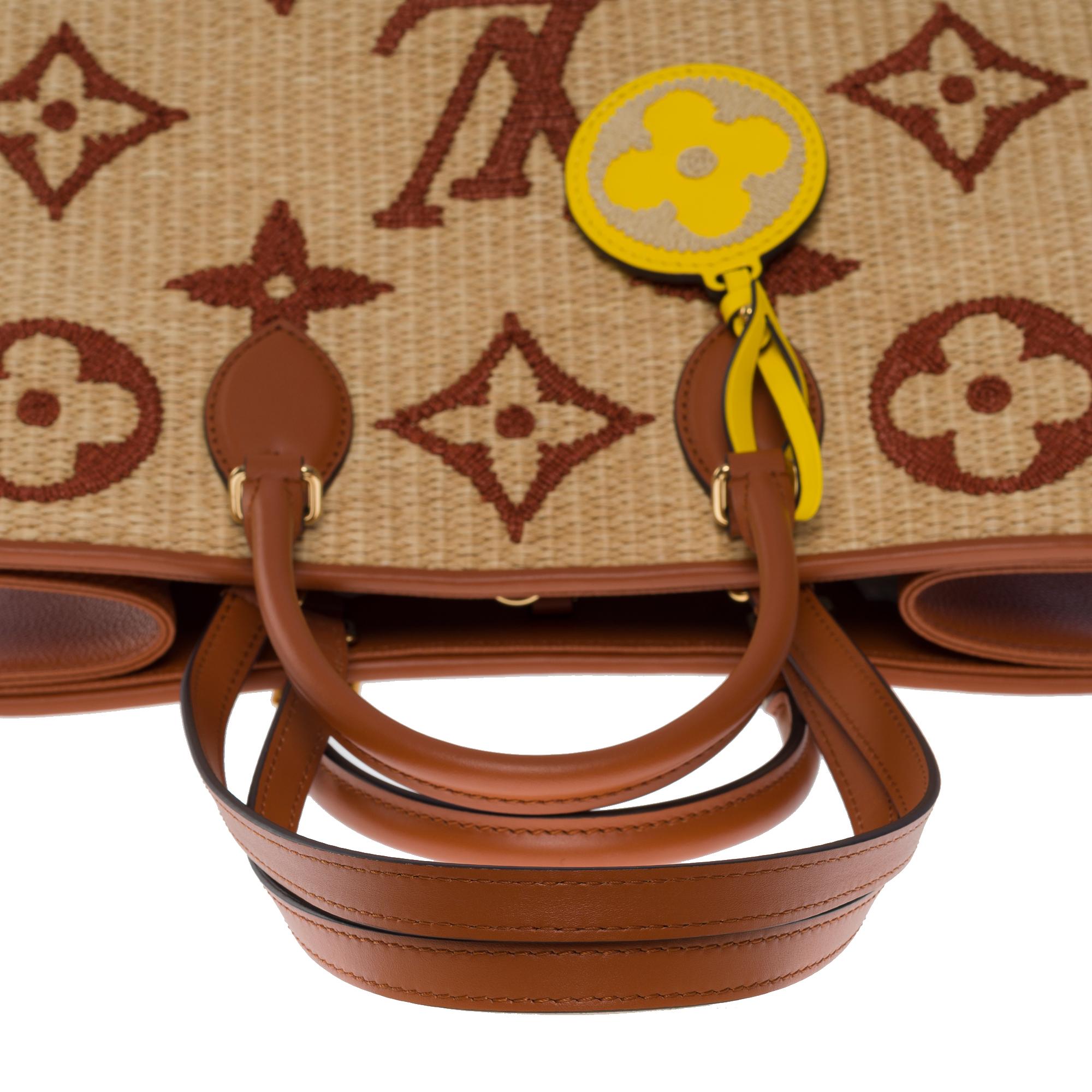 Amazing limited edition Louis Vuitton Raffia Onthego MM Tote shoulder bag, GHW For Sale 1