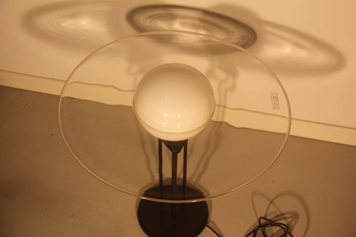 Late 20th Century Lino Tagliapietra Table Lamp Saturno Effetre International Murano Glass Black 