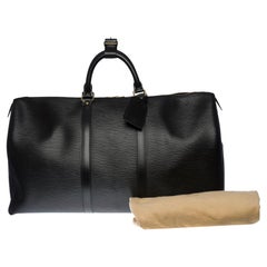 Amazing Louis Vuitton Keepall 50 Travel bag in black épi leather