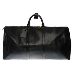 Amazing Louis Vuitton Keepall 55 in black epi leather