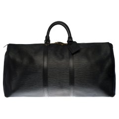 Amazing Louis Vuitton Keepall 55 in black epi leather