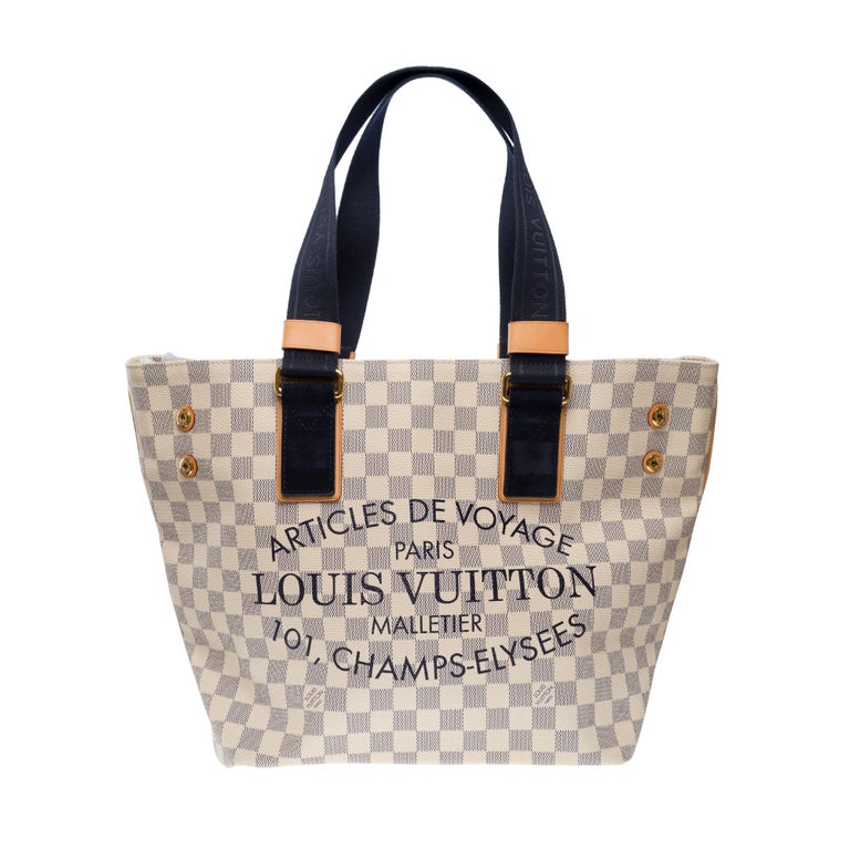 Increíble bolso tote Louis Vuitton de lona a cuadros azules, GHW