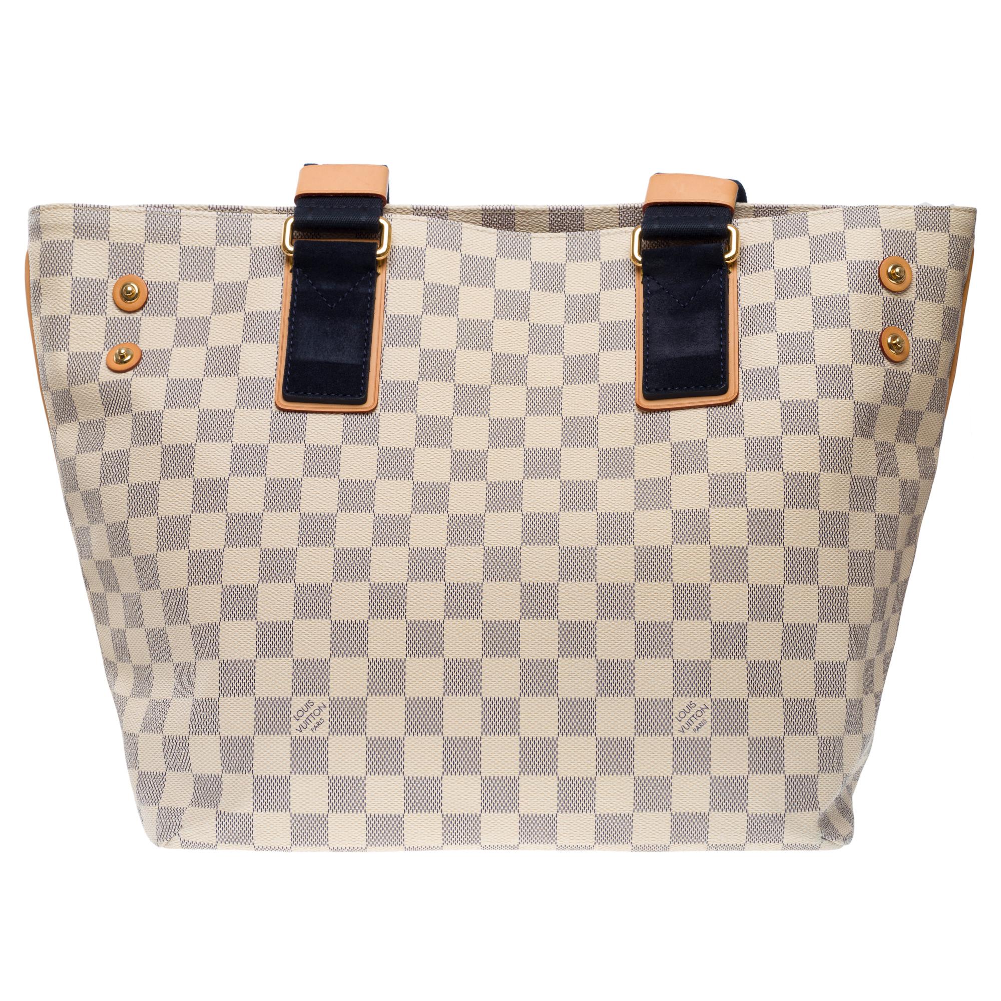 Women's Amazing Louis Vuitton Tote bag in azur checkered canvas, GHW For Sale