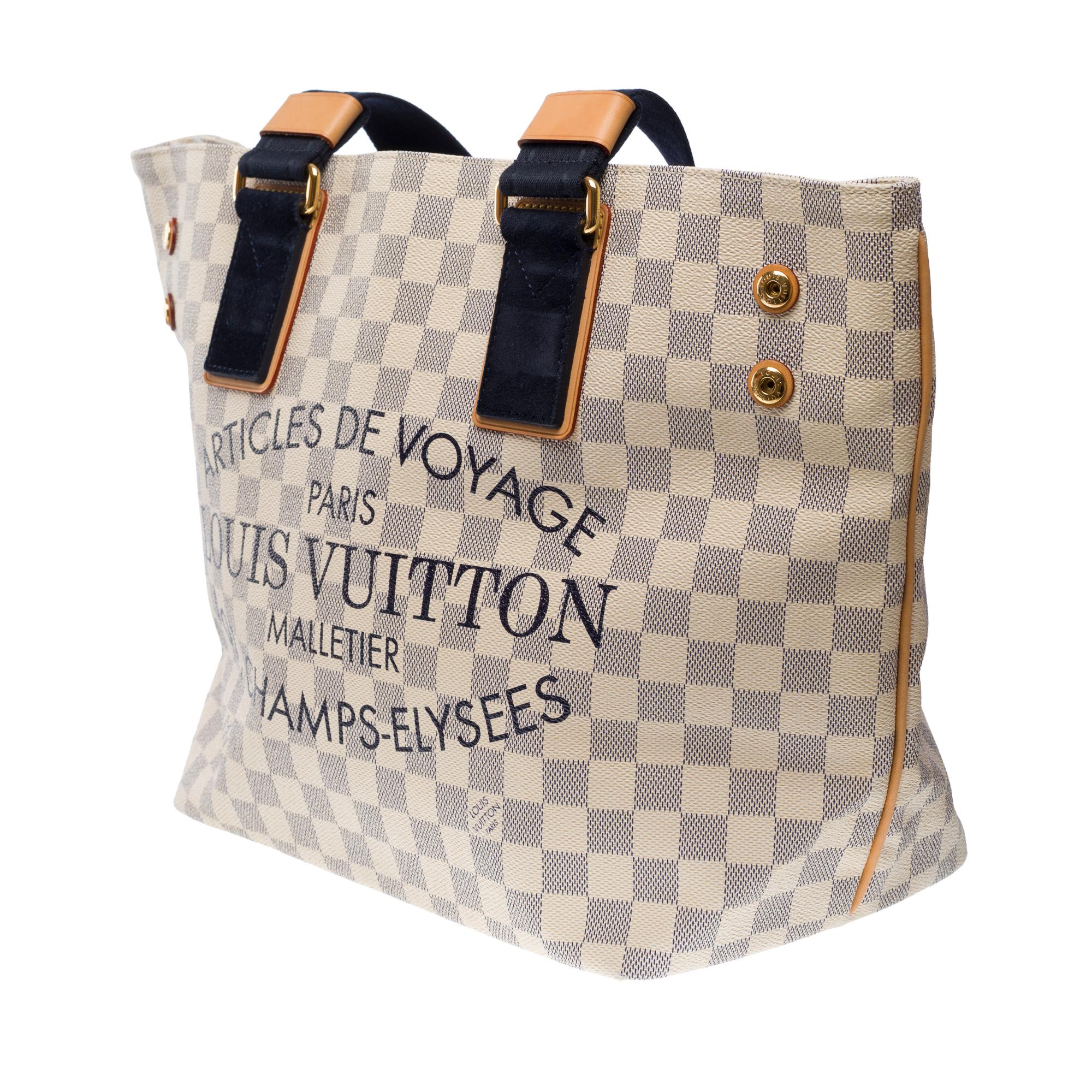 Amazing Louis Vuitton Tote bag in azur checkered canvas, GHW For Sale 1
