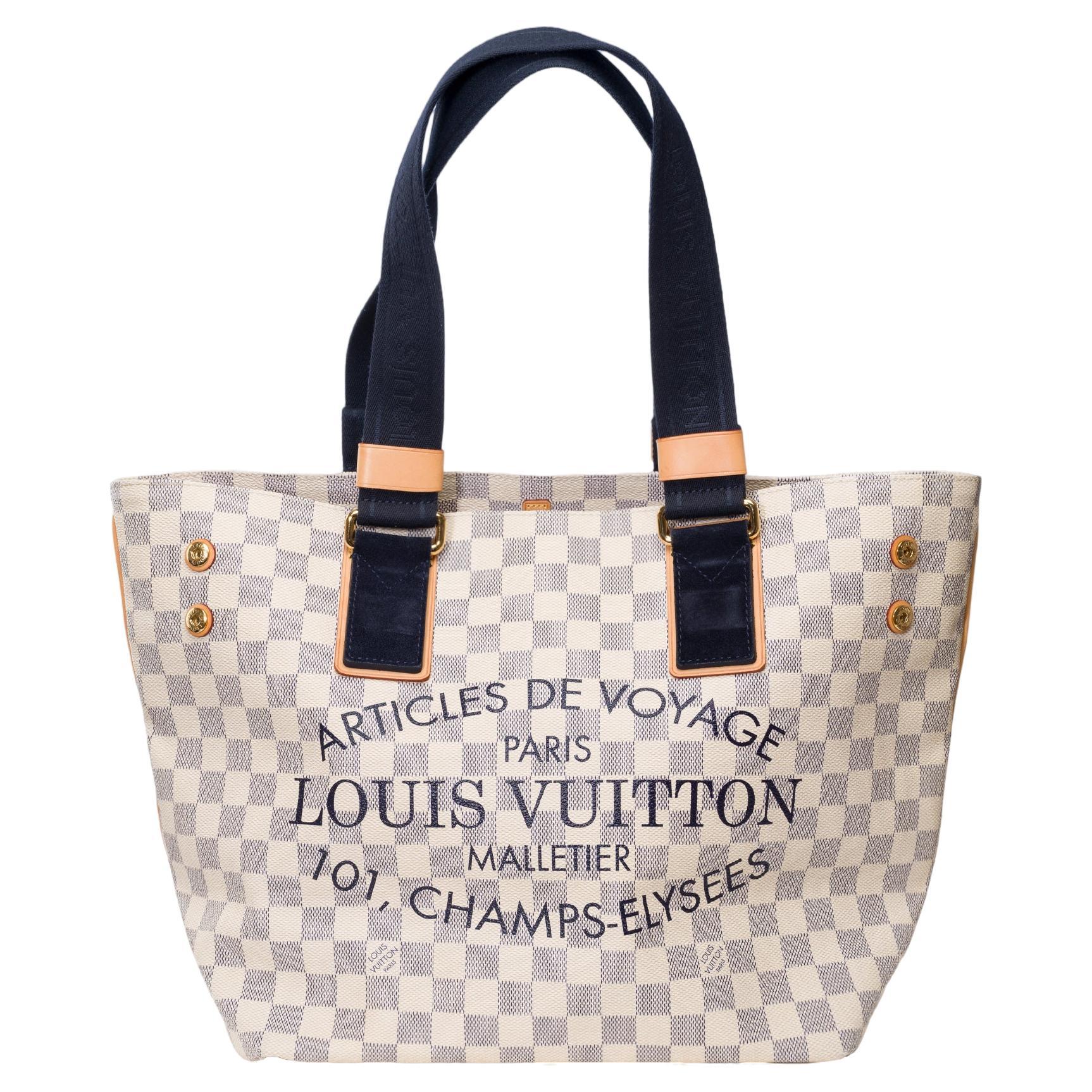 Amazing Louis Vuitton Tote bag in azur checkered canvas, GHW For Sale