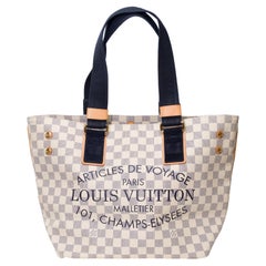 Amazing Louis Vuitton Tote bag in azur checkered canvas, GHW