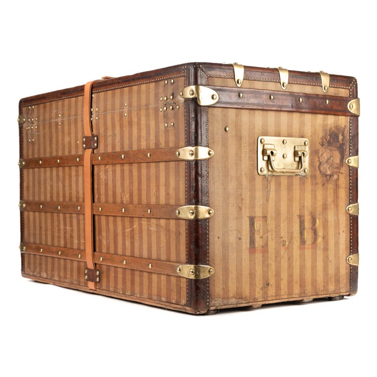 Amazing Louis Vuitton vintage Striped canvas Trunk Circa 1890&#39;s For Sale at 1stdibs