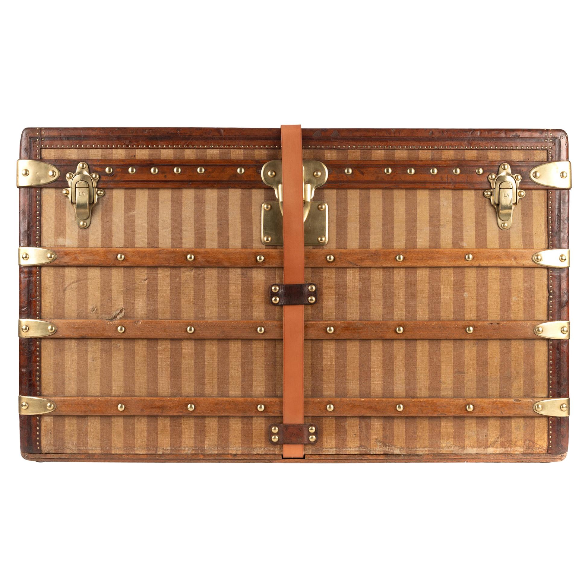 Amazing Louis Vuitton vintage Striped canvas Trunk Circa 1890's