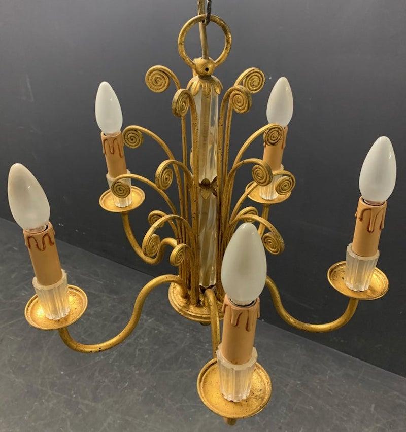 Amazing Maison Baguès Gilt and Crystal Glass Chandelier For Sale 5