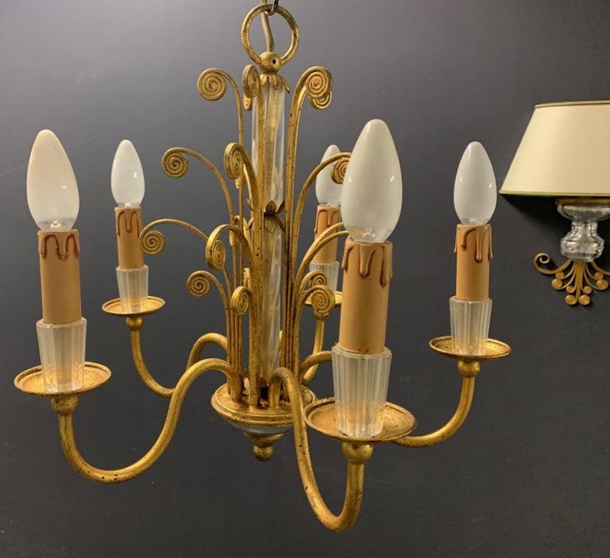 Amazing Maison Baguès Gilt and Crystal Glass Chandelier For Sale 9