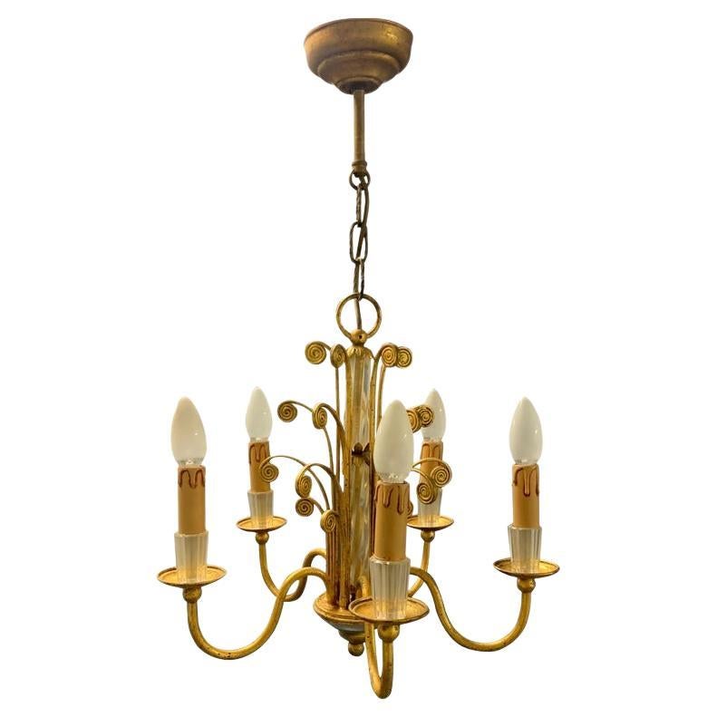 Amazing Maison Baguès Gilt and Crystal Glass Chandelier