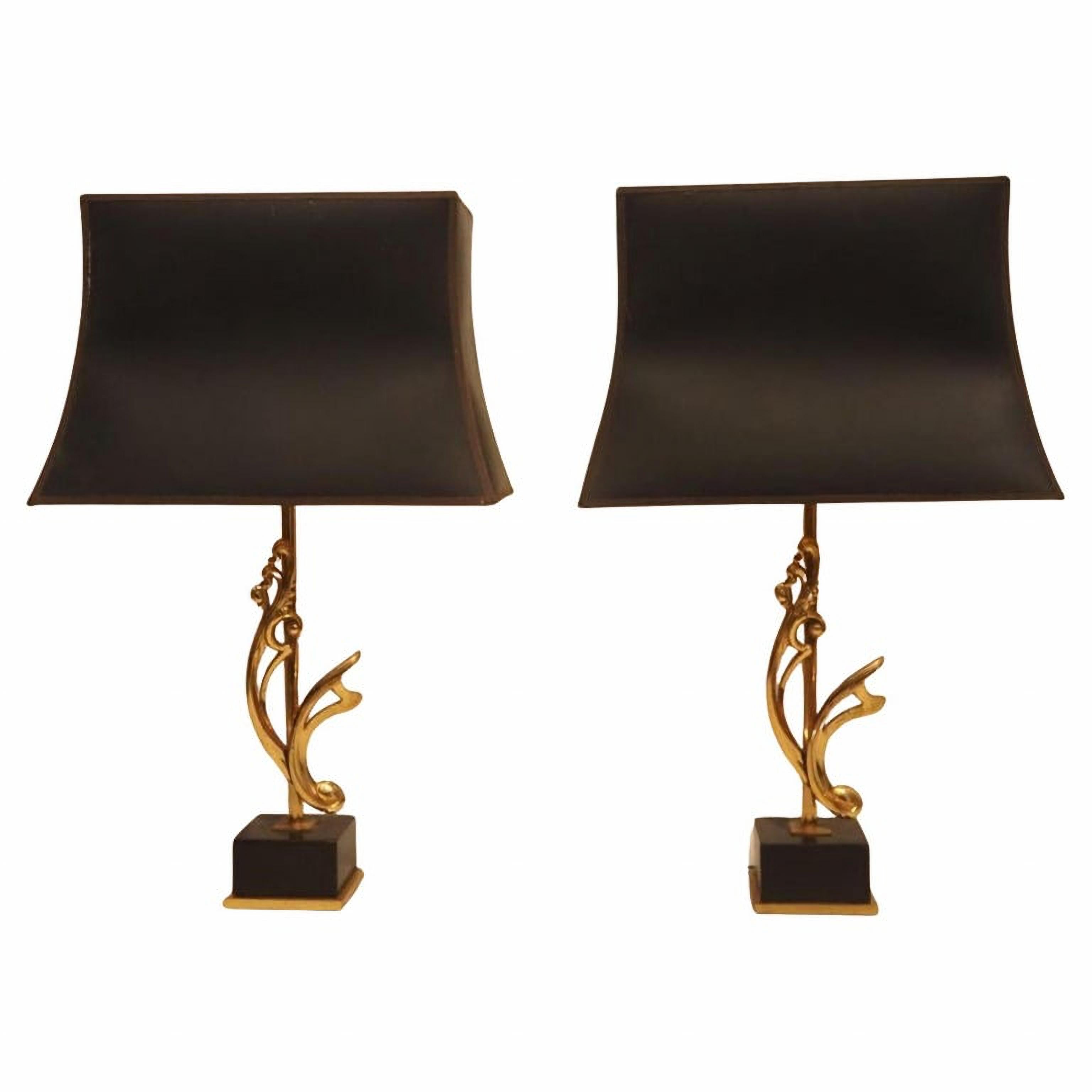 Bronze Incroyable paire de lampes de la Maison Charles datant d'environ 1970, 20ème siècle en vente