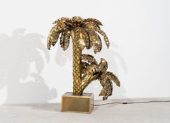 Magnifique lampadaire Hollywood Regency de la Maison Jansen, avec palmier en laiton, 1970